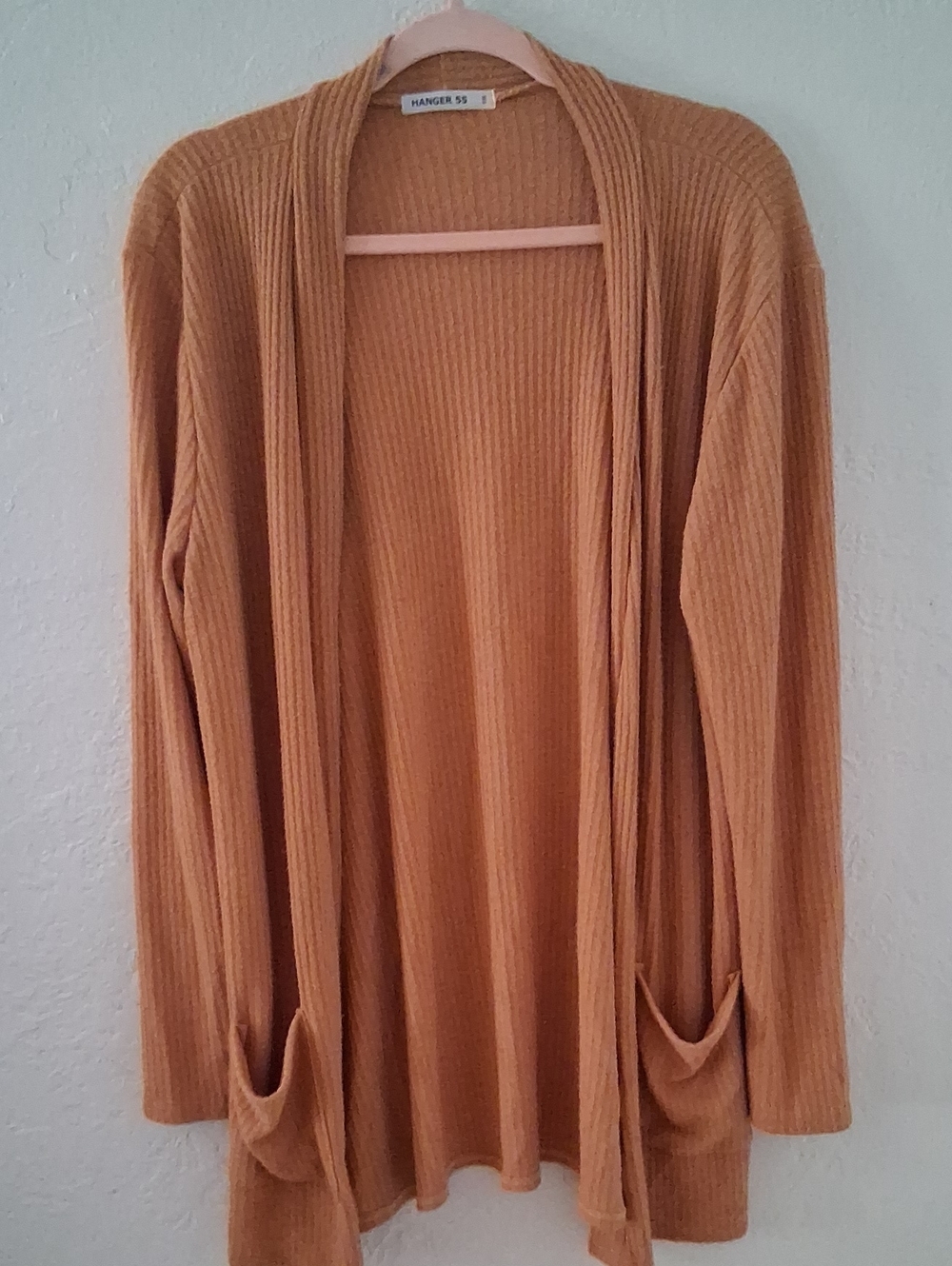 The Hanger Ribbed Open-Front Cardigan in Camel Brown CABINCORE